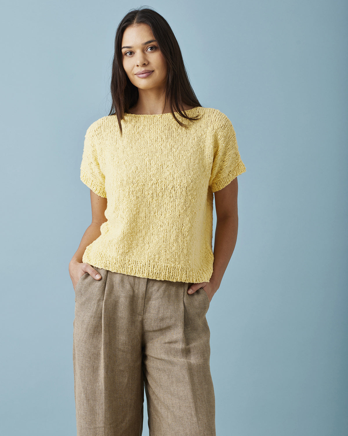 T-shirt i glat med ribkanter